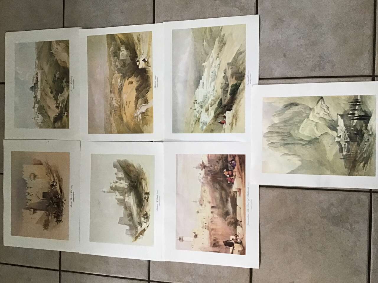 7 Lithograph Holy Views, David Roberts Prints