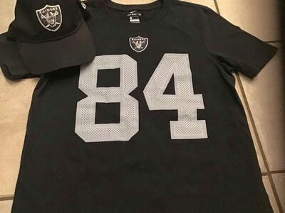 Raiders Youth Large14/16 TShirt and Small women’s hat W/Glitter sports collectible