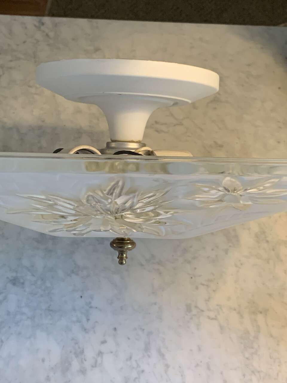 Antique 1930’s 40’s Art Deco Nouveau Victorian Large White Frosted Ceiling Light