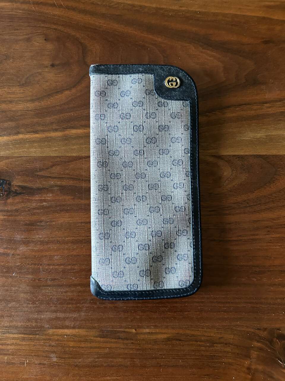 Gucci Monogram Glasses Case in Navy Blue