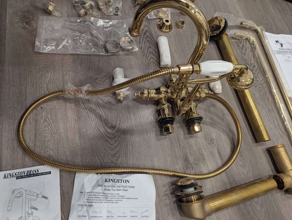 Tub faucet w/drain & supply line