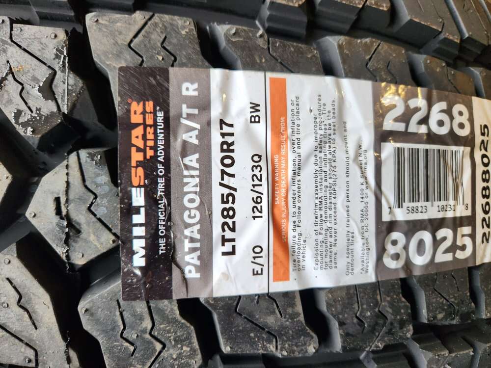 285/70r17 milestar Patagonia atr