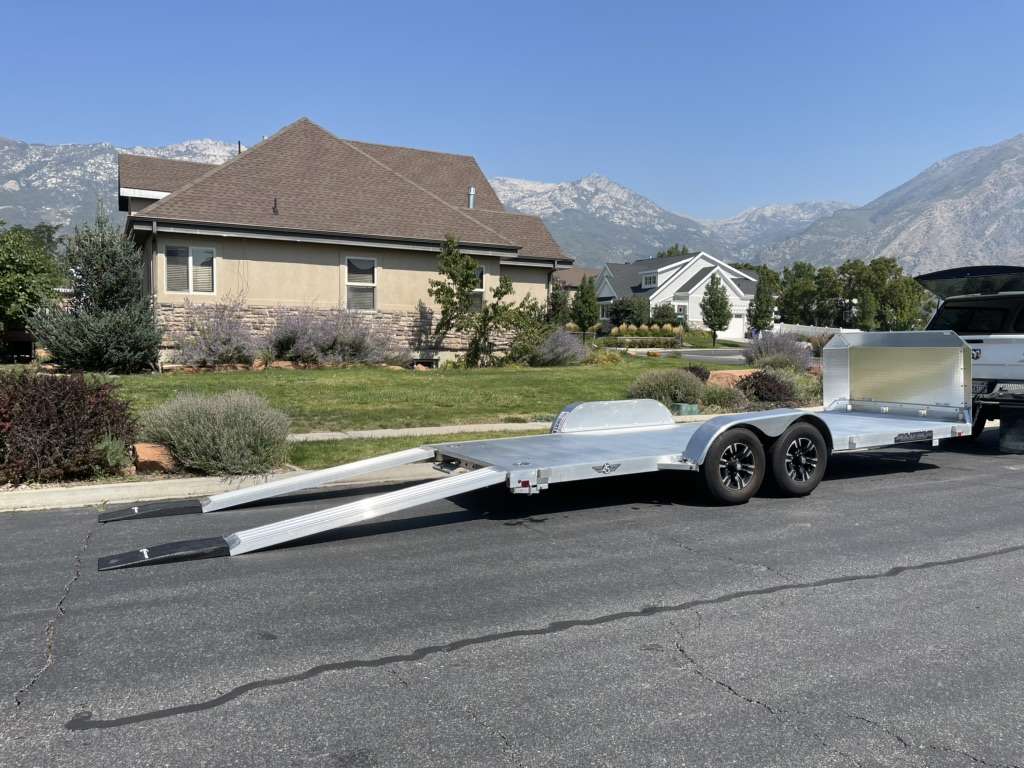 20’ Aluminum Trailer Car Hauler Rent Rock guard