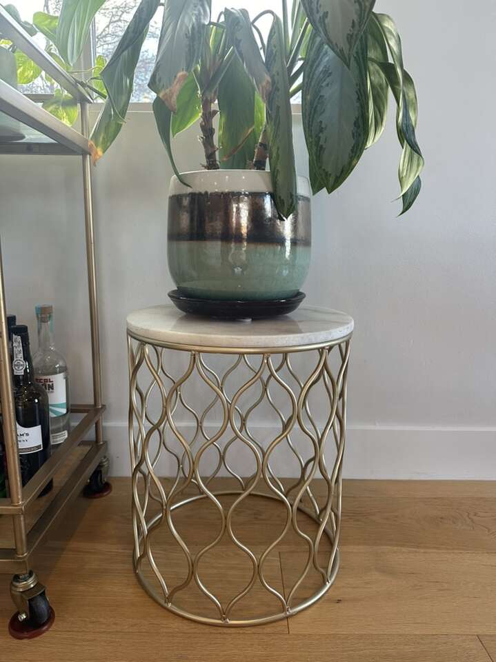 Gold And White Marble Side Table / Ni… Furniture