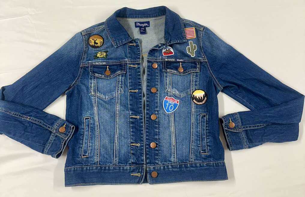 Wrangler Womens Distressed Patch Jean Jacket