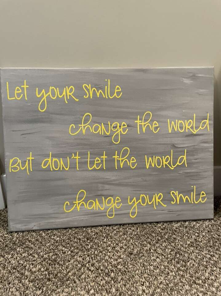 Let Your Smile Change The World Gray Yellow Art