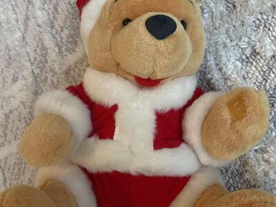 Walt Disney Winnie The Pooh Santa Plush 10”