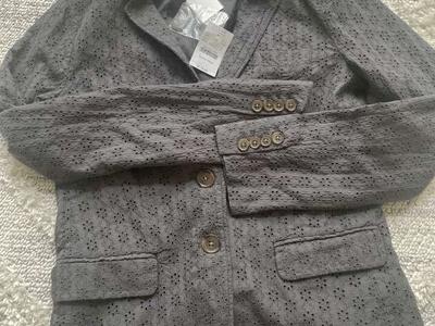 J. Crew Gray Size 2 Eyelet Blazer 2 Button Jacket