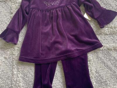 Peek A Babe 12 Mo Plum Colored Velvet 2 Pc Outfit