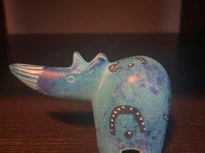 Crafts Caravan Soapstone Speckled Blue Rhino
