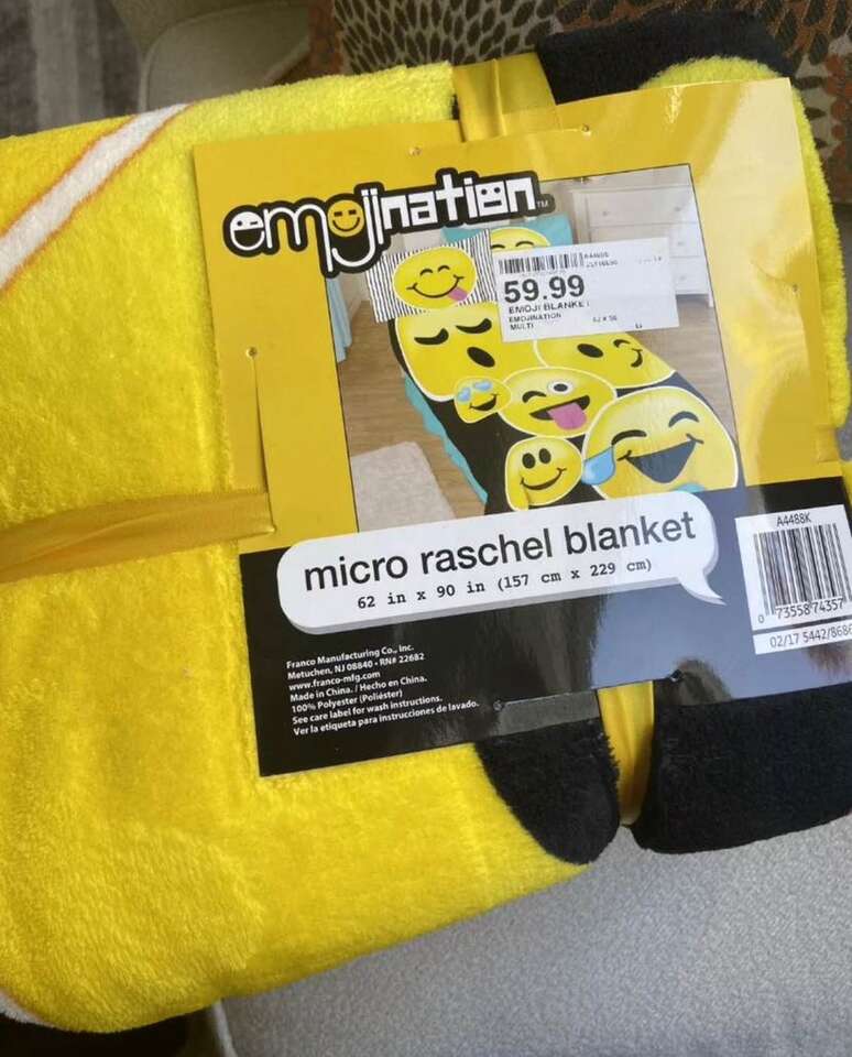 Emojination Happy Emoji Plush Blanket Twin Blanket
