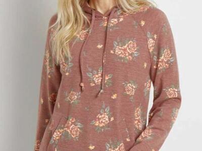 New! Maurice’s Floral Round Hem Pullover Hoodie