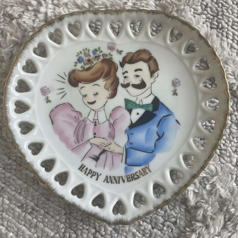 Vintage Norcrest Happy Anniversary Heart Plate
