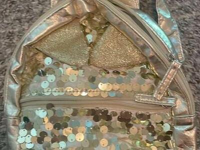 mini cat ears gold sequin backpack