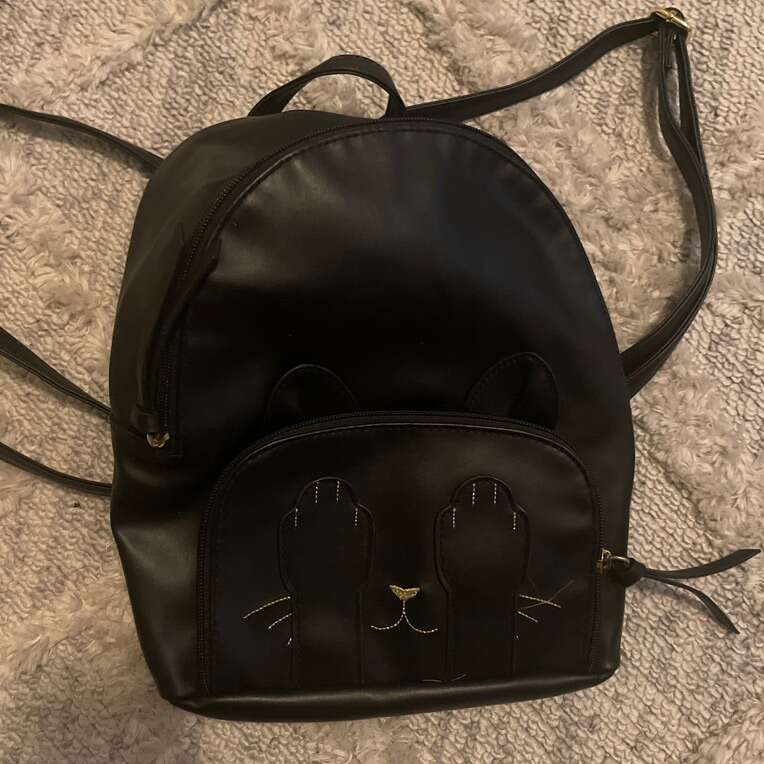 Black Kitty Cat 10.5 Inch Backpack Purse