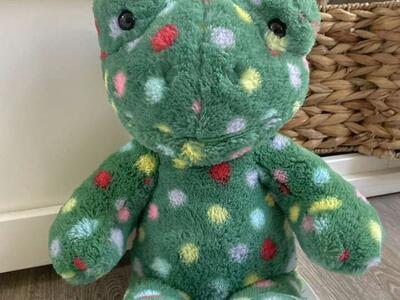 Build A Bear Jolly Jumps Holiday Frog Plush Polka