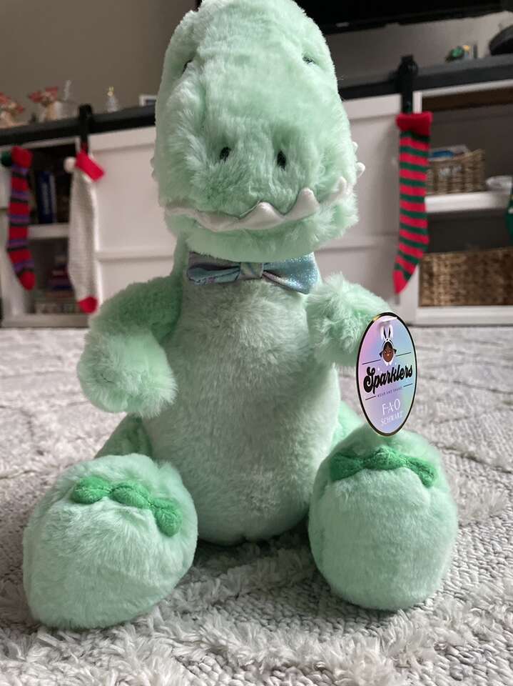 F.A.O Schwarz T-rex 12 Inch Plush Sparkly Bow Tie