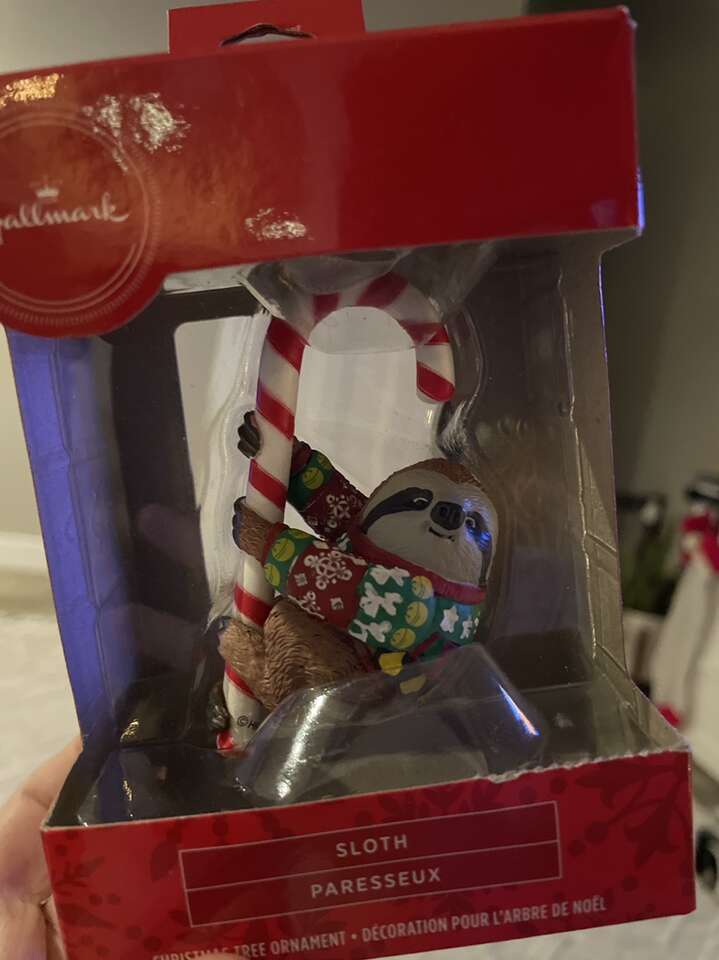Hallmark Sloth Candy Cane Holiday sweater Ornament