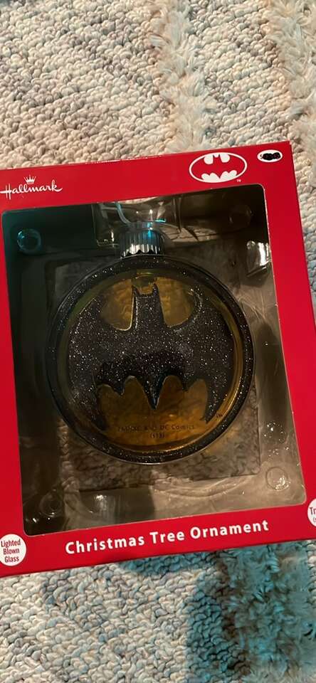 Hallmark Batman Bat signal Light Up Glass Ornament