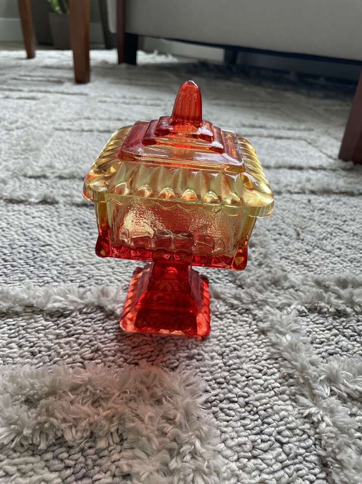 Jeanette Glass Co Amber Vintage Candy dish