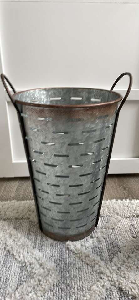 Olive Bucket galvanized metal 13 in x 9 in