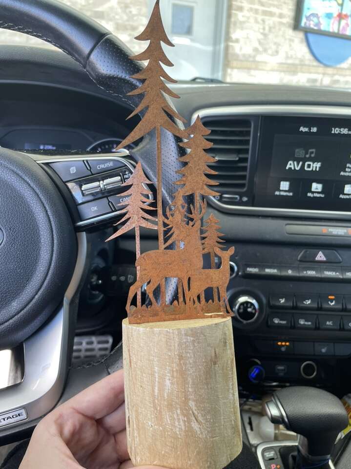 Christmas Woodland Wood Metal Decoration