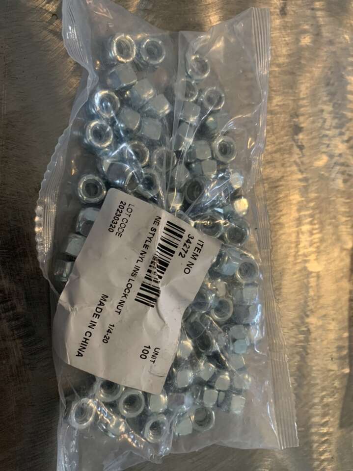 Pack Of 100 Lock Nuts 1/4 Inch – 20 Thread