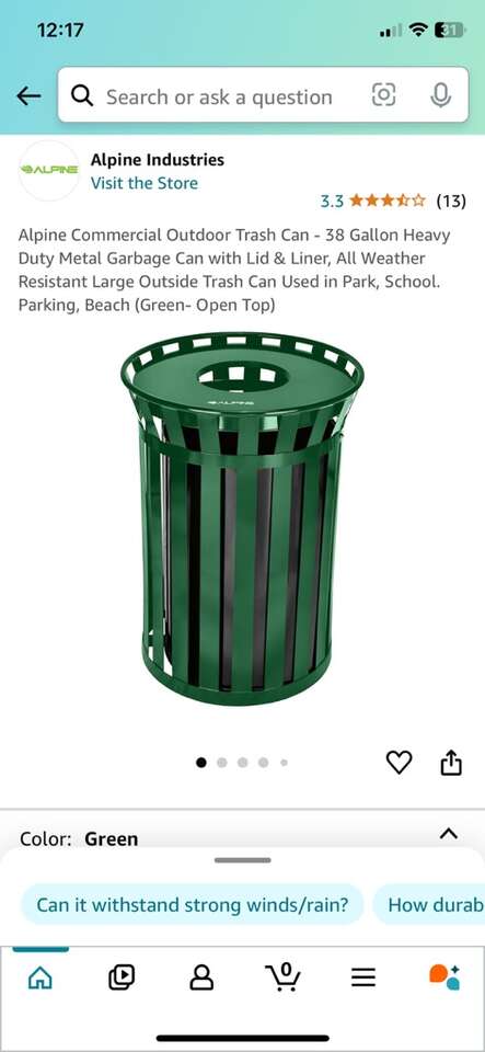 Solid Metal Outdoor Garbage Can