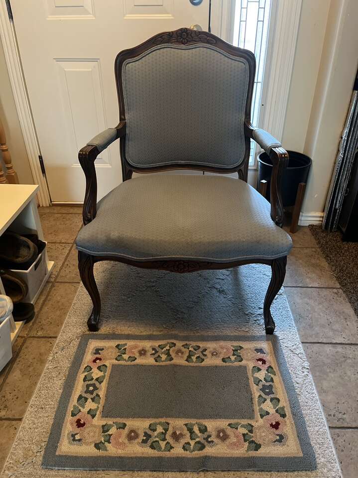 Antique Custom Wood Chair With Floor Mat