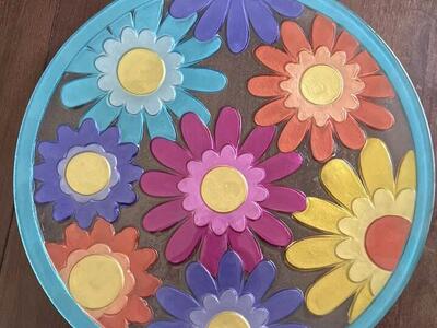 Daisy Glass Platter 15 Inches