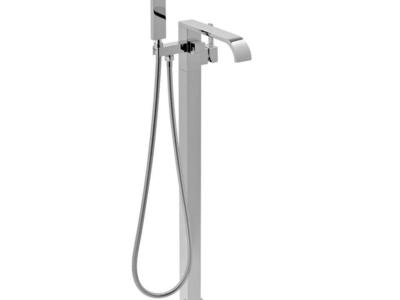 AKDY 1-Handle Freestanding Floor Mount Roman Tub Faucet Bathtub Filler with Hand Shower in Chrome