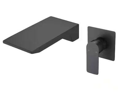 Single-Handle Wall-Mount Roman Tub Faucet Brass 2 Holes Modern Waterfall Bathtub Filler in Matte Black