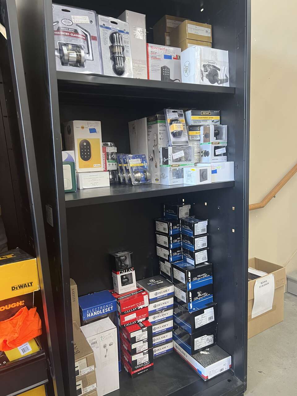 DEFIANT/ TOLEDO/ KIWIKSET/ CALLAN/ DELANEY/ YALE/ WYZE we have a variety of door hardware all priced at lease 30% off retail!