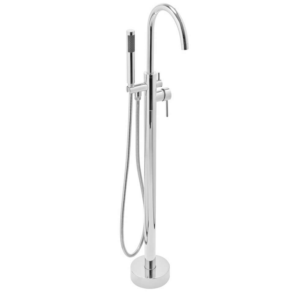AKDY 1-Handle Freestanding Floor Mount Roman Tub Faucet Bathtub Filler with Hand Shower in Chrome