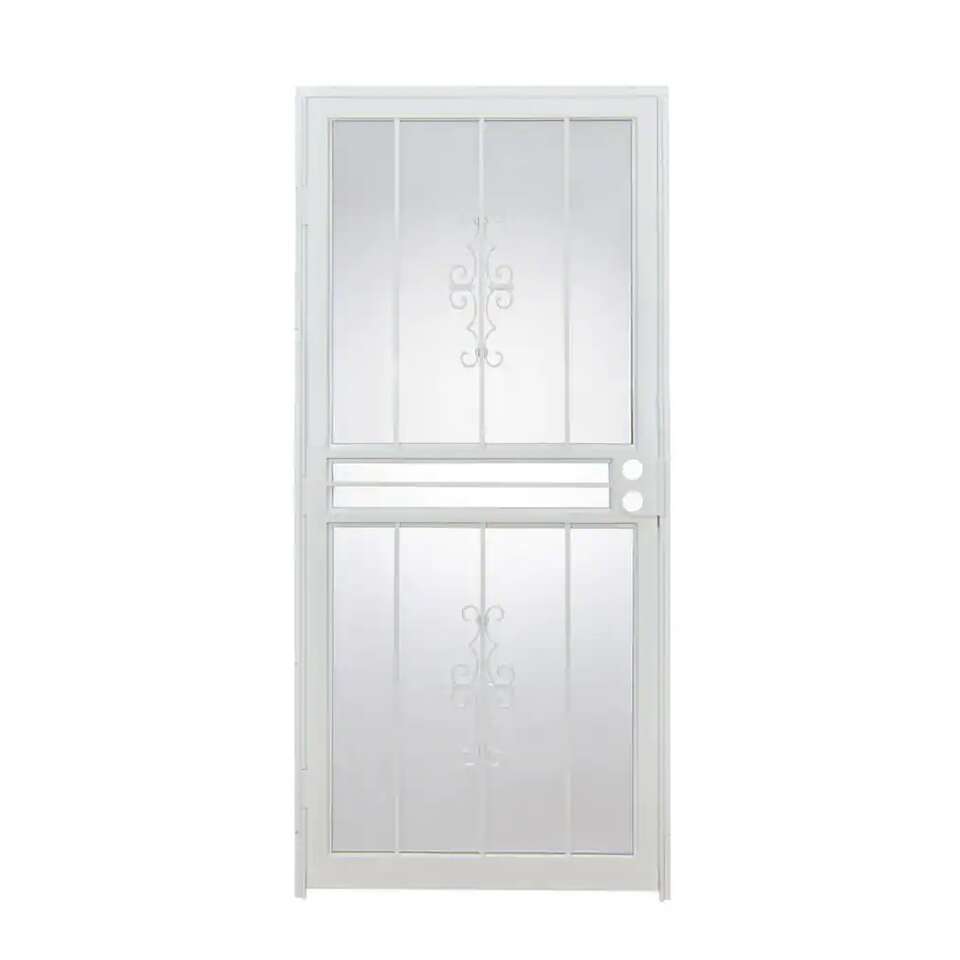 Grisham 30 in. x 80 in. 501 Universal/Reversible Series Genesis Steel Powder Coated White Prehung Security Door