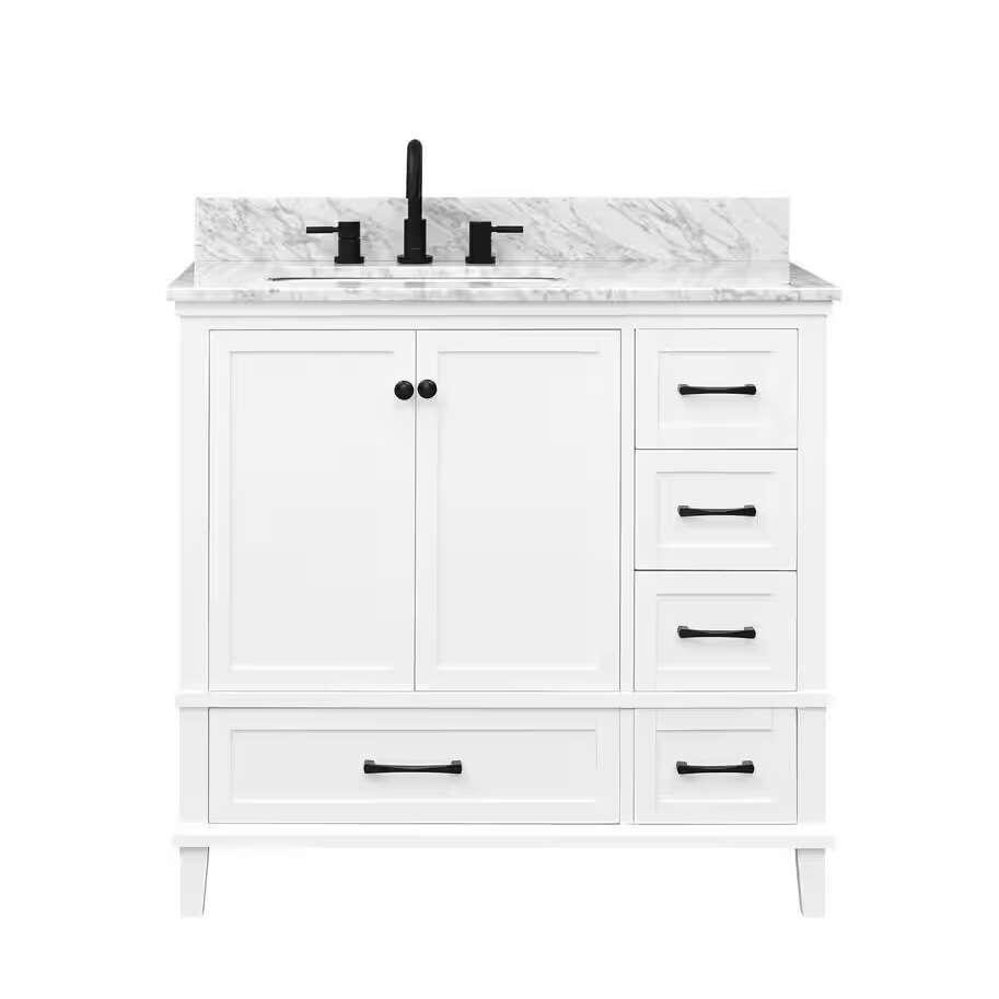 Home Decorators Collection Merryfield 37 in. Single Sink Freestanding White Bath Vanity