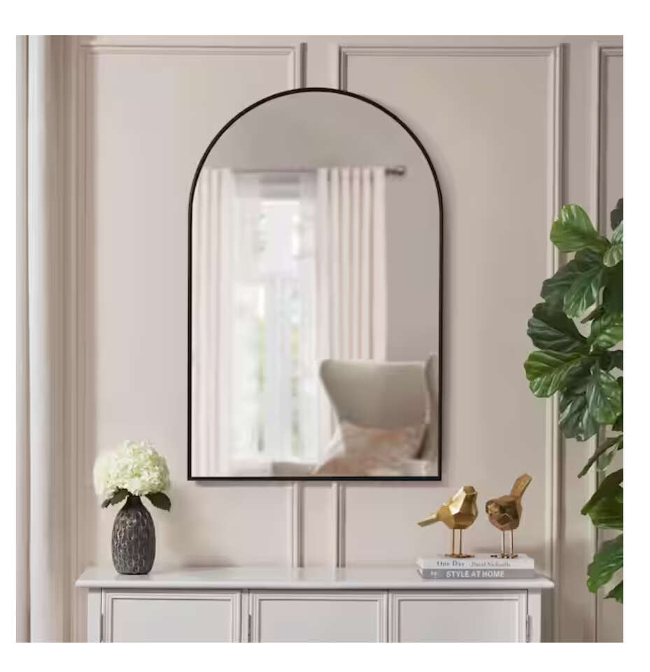 Home Decorators Collection Large Arched Black Classic Accent Mirror (39 in. H x 26 in. W)
