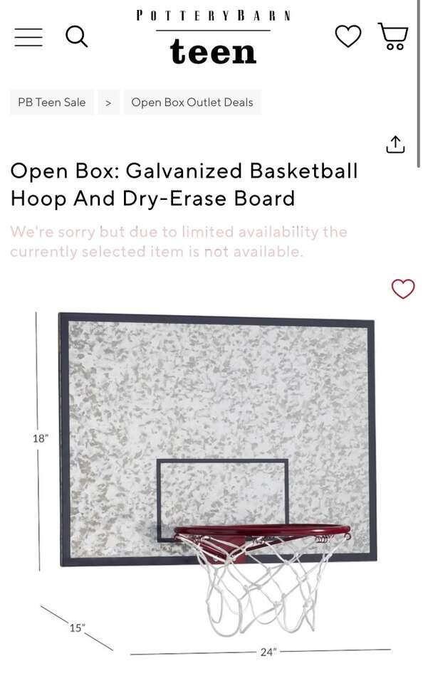 POTTERY BARN TEEN-Basketball Hoop/Dry Erase Board