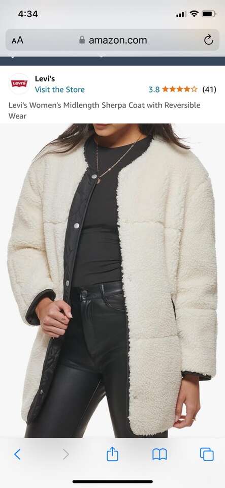 Levi's White/cream Sherpa Jacket/coat, SIze Large