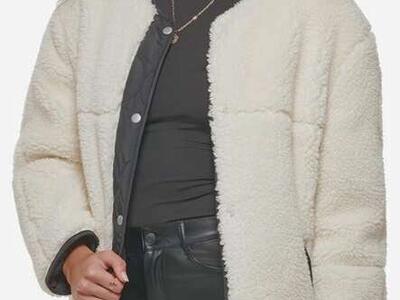 Levi's White/cream Sherpa Jacket/coat, SIze Large