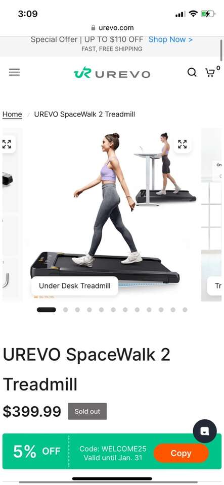 Urevo Spacewalk 2 Treadmill, Brand New, Auto Incli
