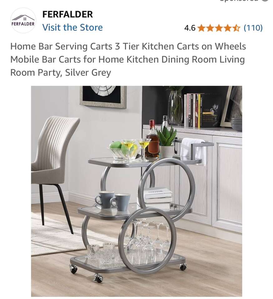 Home Carts 3 Tier Kitchen Carts on Wheels , New