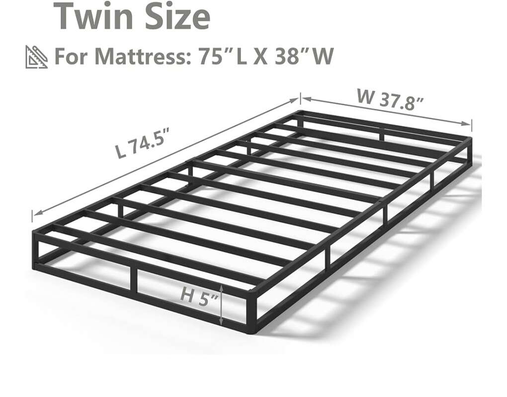 5 Inch Box Spring, Twin, Black, Metal, Brand New