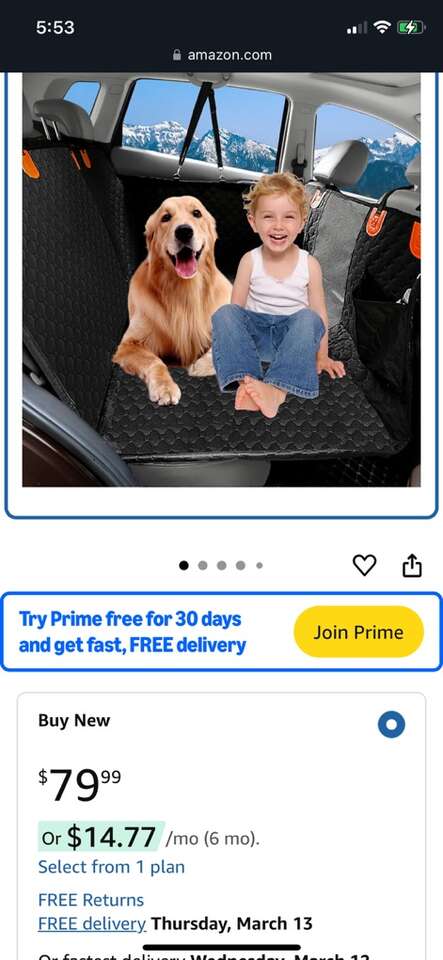 Meowant Dog Car Seat Cover for Back Seat, New