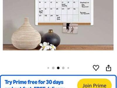 16 X 20 Magnetic Dry Erase Calendar Board, New