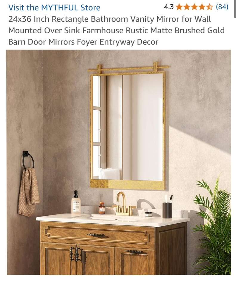 24x36 Inch Rectangle Bathroom Vanity Mirror, New