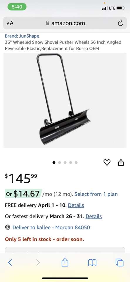 36 Wheeled Snow Shovel Pusher Wheels