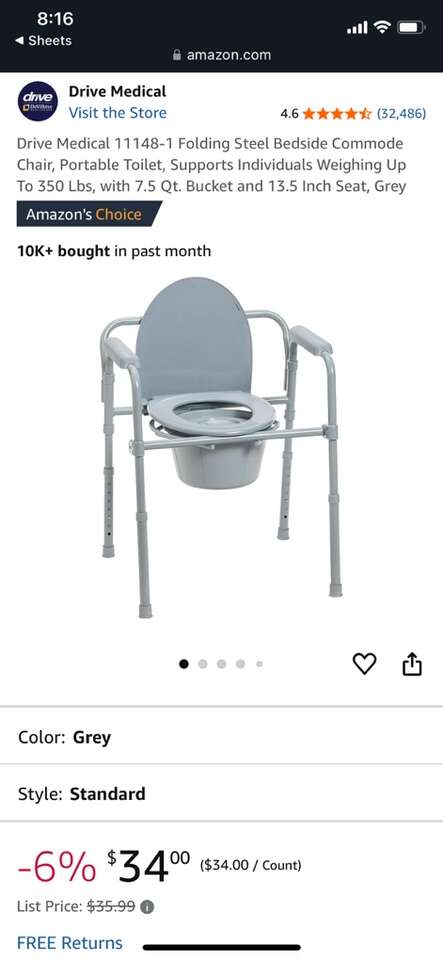 Drive Medical 11148-1 Folding Steel Bedside Commod