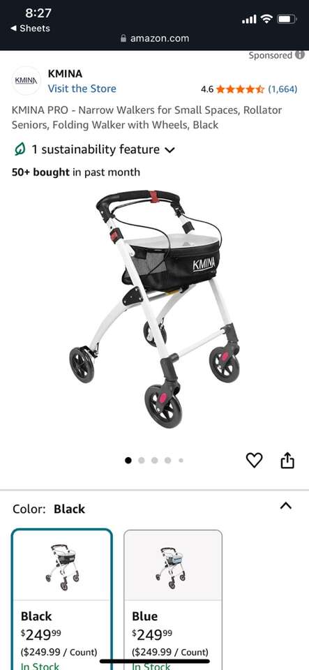 Narrow walker, Rollator Seniors, Folding Walker