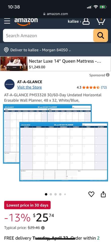 Erasable Two-sided Wall Planner Calendar, X-large